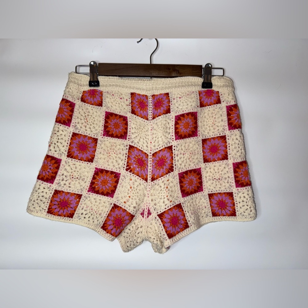 Chelsea & Violet Crochet Granny Square Shorts | Boho Festival | Retro Patchwork - Picture 2 of 8